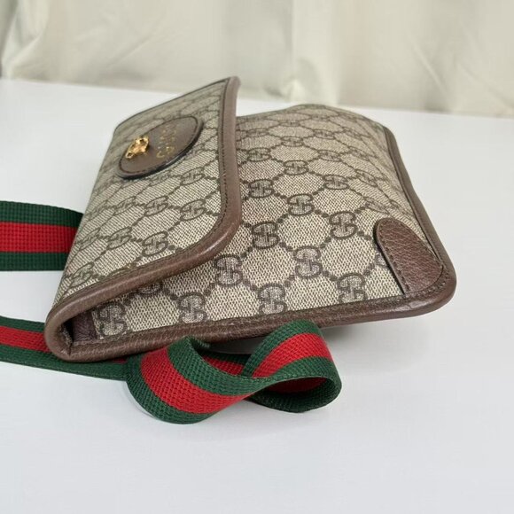 Gucci GG Logo Supreme Neonoe Vintage Bum Bag with Iconic Red & Green Straps - Picture 2 of 11